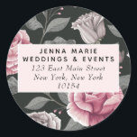 Adesivo Redondo Vintage Vintage Floral Round Sticker<br><div class="desc">Vintage escuro,  vinheta floral de retorno!</div>