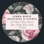 Adesivo Redondo Vintage Vintage Floral Round Sticker<br><div class="desc">Vintage escuro,  vinheta floral de retorno!</div>