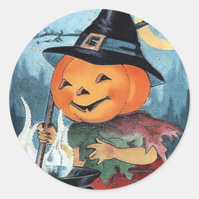 Adesivo Redondo Vintage Vintage Halloween Sticker (Frente)