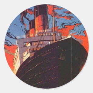 Adesivo Redondo Vintage Vintage Viagem Promo de Vaga de Navio de C
