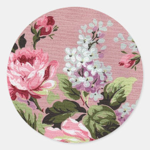 Adesivo Redondo Vintage, Vintage Victorian Flower Garden Sticker