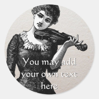 Adesivo Redondo Vintage Violinist Stickers