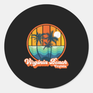 Adesivo Redondo Vintage Virginia Beach Virginia Summer 90s Beach S