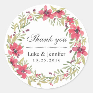 Adesivo Redondo Vintage Watercolor Vintage Floral Wreath Stick