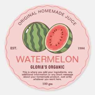Adesivo Redondo Vintage Watermelon Fruta Juice Homemade