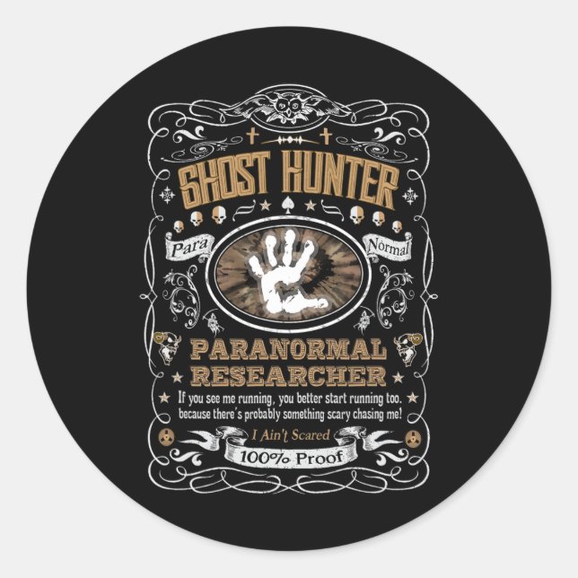 Adesivo Redondo Vintage Whiskey Label Ghost Hunter (Frente)