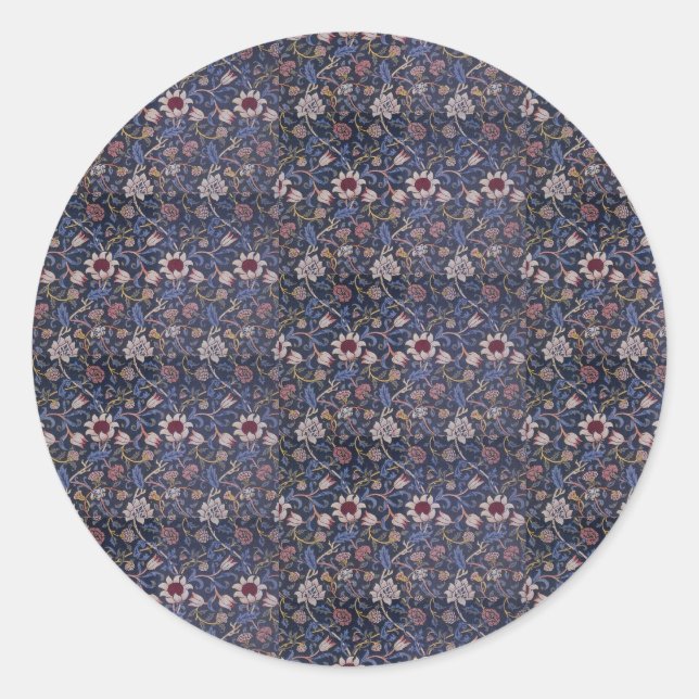 Adesivo Redondo Vintage William Morris Evenlode Pattern (Frente)