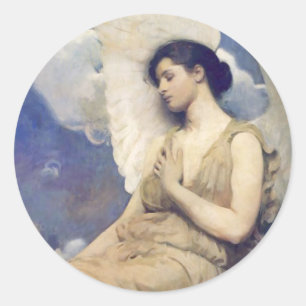 Adesivo Redondo Vintage Winged Figure BeauLinda Angel