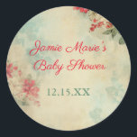 Adesivo Redondo Vintage Winter Floral Christmas Chá de fraldas<br><div class="desc">Vintage Winter Floral Christmas Chá de fraldas Classer Round Sticker</div>