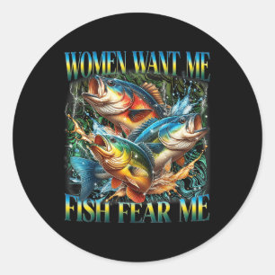 Adesivo Redondo Vintage Women Me Quer Peixe Por Medo De Eu Pescar