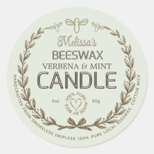 Adesivo Redondo Vintage Wreath Bee Heart