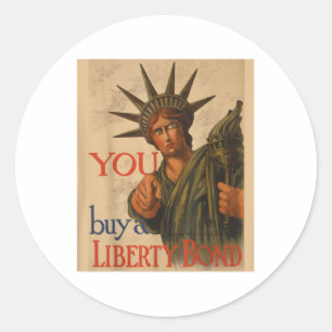 Adesivo Redondo Vintage Ww1 Propaganda Poster Liberty Bond Wsa