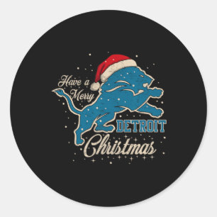 Adesivo Redondo Vintage Xmas Tem Um Cristo Detroit Santa Hat Feliz