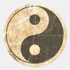 Adesivo Redondo Vintage Yin Yang, cratada e Vestida