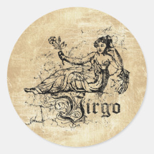 Adesivo Redondo Vintage Zodiac Virgo