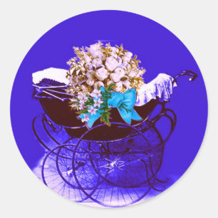ADESIVO REDONDO VINTAGEM COM CHÁ DE FRALDAS DE FLORES