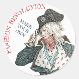 Adesivo Redondo Vintagem da Revolução Francesa de Les Incroyable