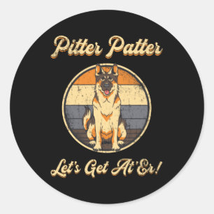 Adesivo Redondo Vintagem do German shepherd Pitter Patter Dog Love