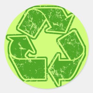 Adesivo Redondo Vintagem gráfica do Reciclar