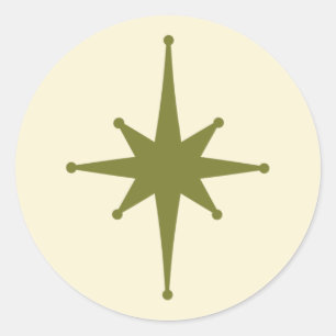 Adesivo Redondo Vintagem Mínima de Estrela Atômica Moderna do meio