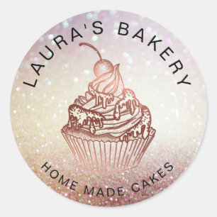 Adesivo Redondo Vintagem Rústica do Cupcake de Cakes & Sweets
