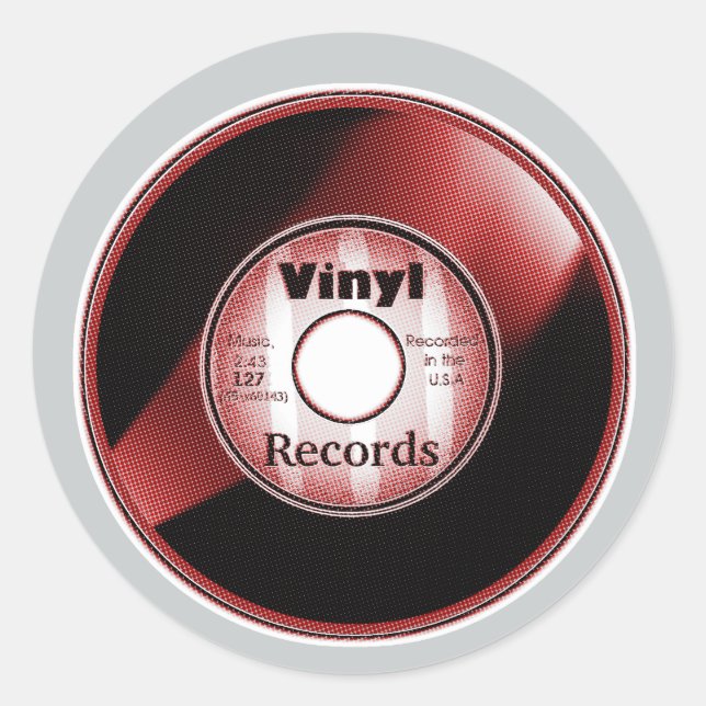 Adesivo Redondo VINYL 45 RPM record, Red/White (Frente)