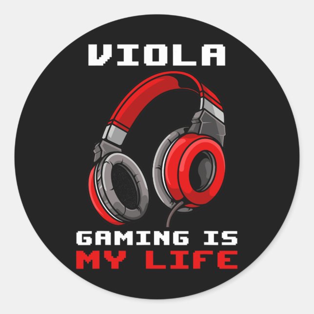 Adesivo Redondo Viola - Gaming Is My Life - Personalized  (Frente)