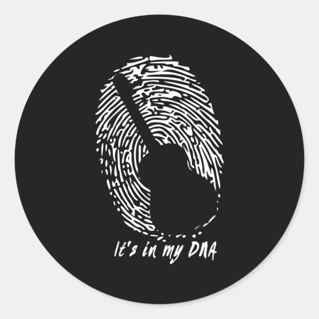 Adesivo Redondo Violão Acústico Está No Meu Adn Para Guitaristas (Frente)