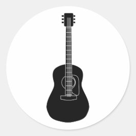 Adesivo Redondo Violão acústico preto