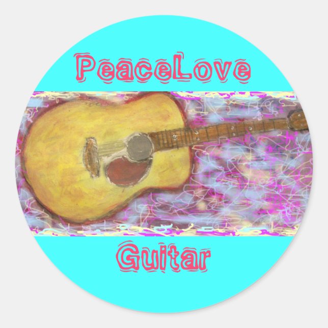 Adesivo Redondo Violão PeaceLove (Frente)