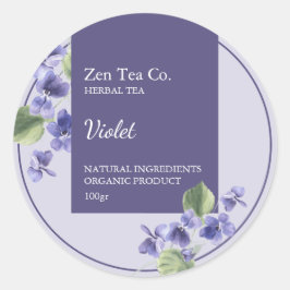 Adesivo Redondo Violet Herbal Tea Business Label