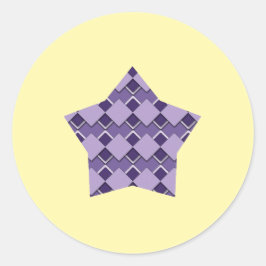 Adesivo Redondo Violet Purple Square e Diamond Checkered star