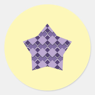 Adesivo Redondo Violet Purple Square e Diamond Checkered star