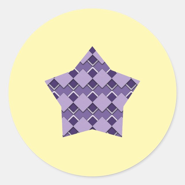 Adesivo Redondo Violet Purple Square e Diamond Checkered star (Frente)