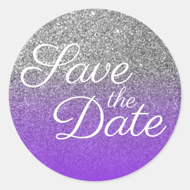 Adesivo Redondo Violet Silver Ombre Glitter Salve a Data (Frente)