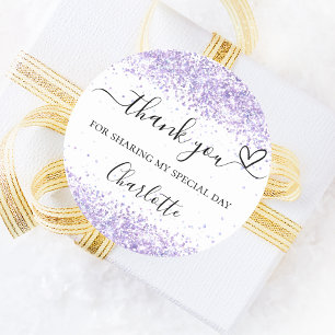 Adesivo Redondo Violet White Confetti obrigado você