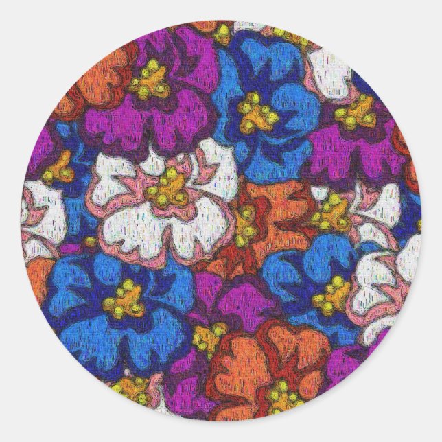 Adesivo Redondo Violetas de abstrato (Frente)