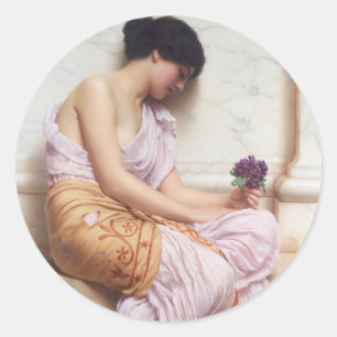 Adesivo Redondo Violetas, Violetas Doce John William Godward