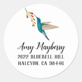 Adesivo Redondo Violetear Hummingbird endereço de retorno Classe