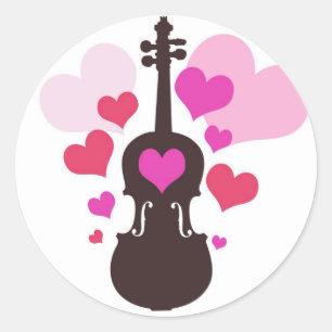 Adesivo Redondo Violin Love Stickers