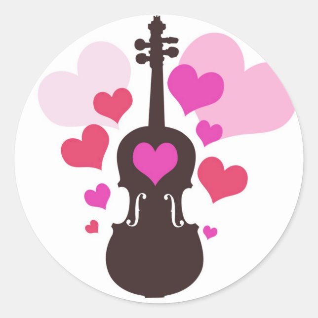Adesivo Redondo Violin Love Stickers (Frente)