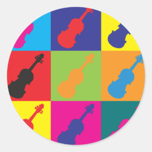 Adesivo Redondo Violin Pop Art