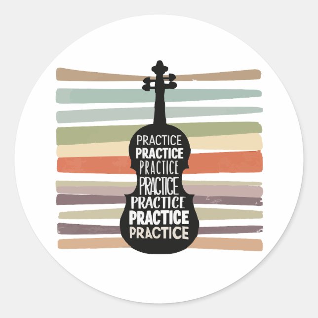 Adesivo Redondo violin retro (Frente)