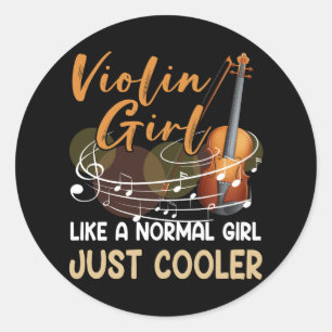 Adesivo Redondo Violin String Instrumento Violin Girl Como Um Norm
