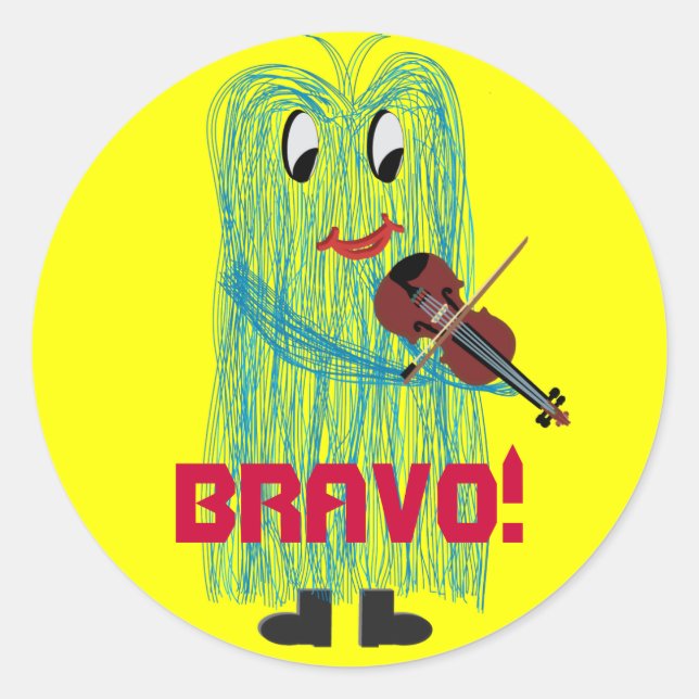 Adesivo Redondo Violin & Viola - Sentir um Felpudo quente (Frente)