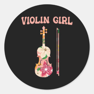 Adesivo Redondo Violina Musical com Cordas Violinas