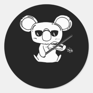 Adesivo Redondo Violinista Violino Koala Com Violino