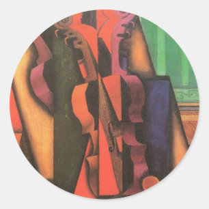 Adesivo Redondo Violino e guitarra por Juan Gris, arte do Cubism