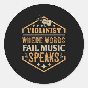 Adesivo Redondo Violino - Onde Falam As Palavras De Música Falhas