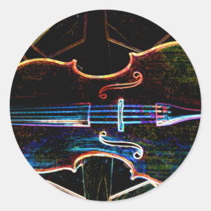 Adesivo Redondo Violoncelo de néon